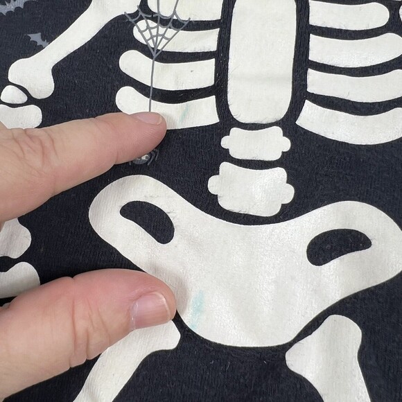 Skeleton Halloween Boy's Girl's Size 4 pajama Set loungewear Orange Slippers Web - Picture 4 of 6